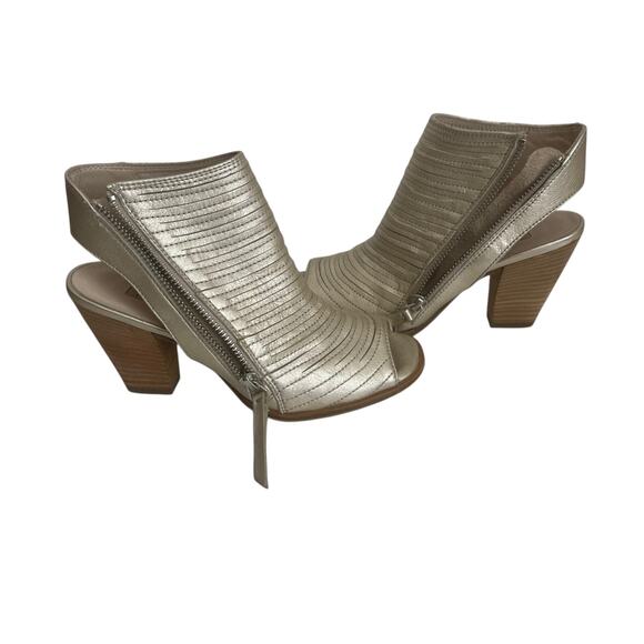Paul Green Leather Metallic Cayanne Peep Toe Heeled Sandal Booties size 5 US - Picture 3 of 12